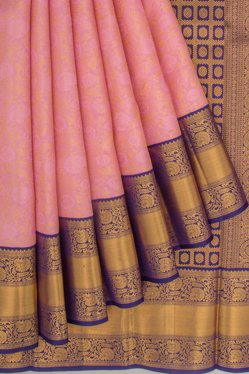 Kanchipuram Silk Brocade Baby Pink Saree