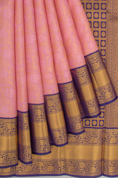 Kanchipuram Silk Brocade Baby Pink Saree