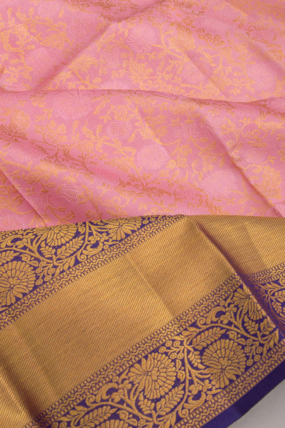 Kanchipuram Silk Brocade Baby Pink Saree