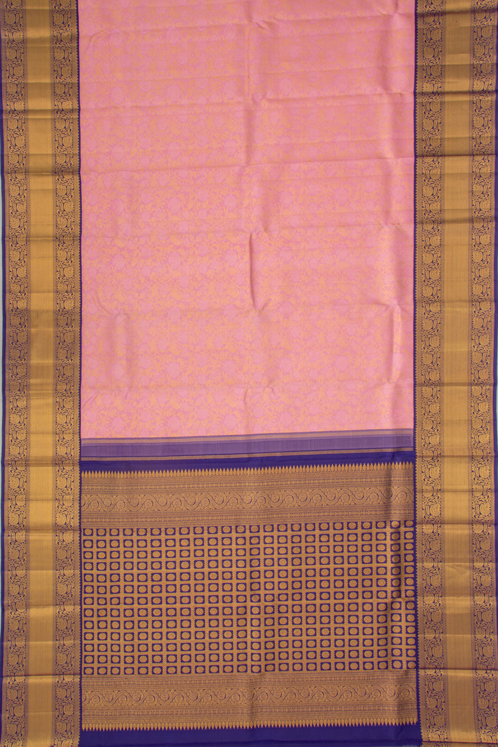 Kanchipuram Silk Brocade Baby Pink Saree