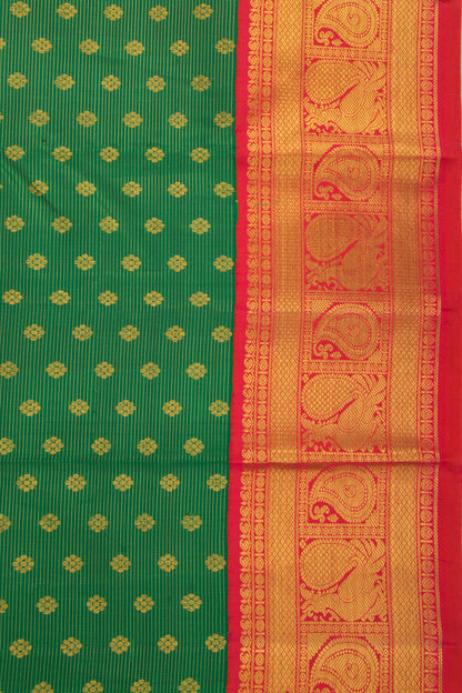 Kanchipuram Silk Oosi Lines And Butta Green Saree