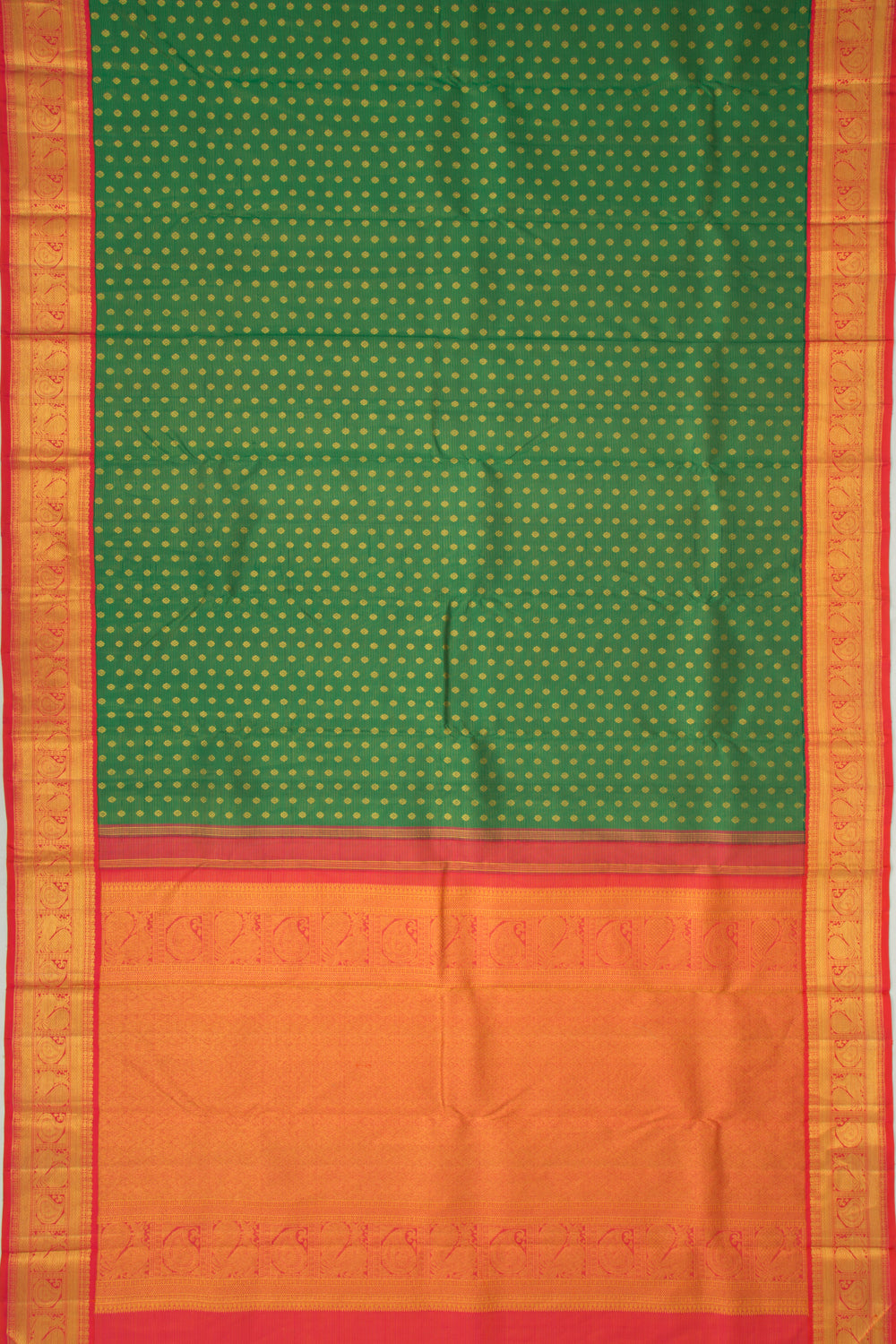 Kanchipuram Silk Oosi Lines And Butta Green Saree