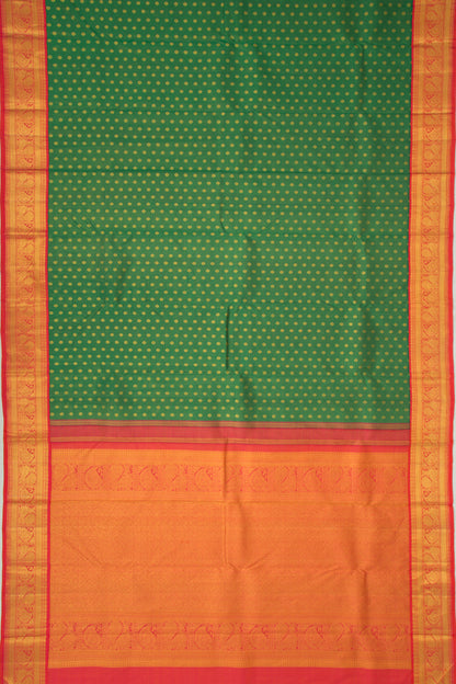 Kanchipuram Silk Oosi Lines And Butta Green Saree