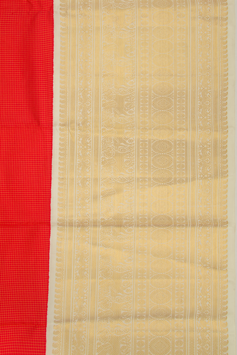 Kanchipuram Silk Checks Red Saree