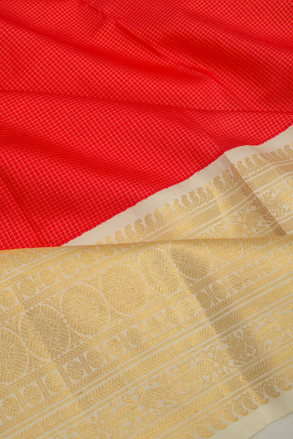 Kanchipuram Silk Checks Red Saree