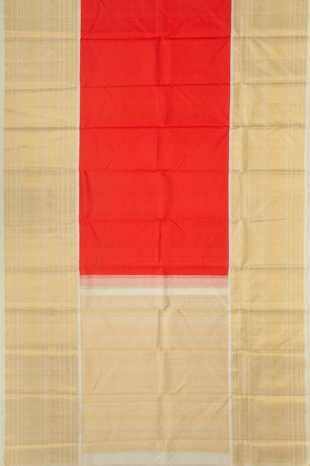 Kanchipuram Silk Checks Red Saree