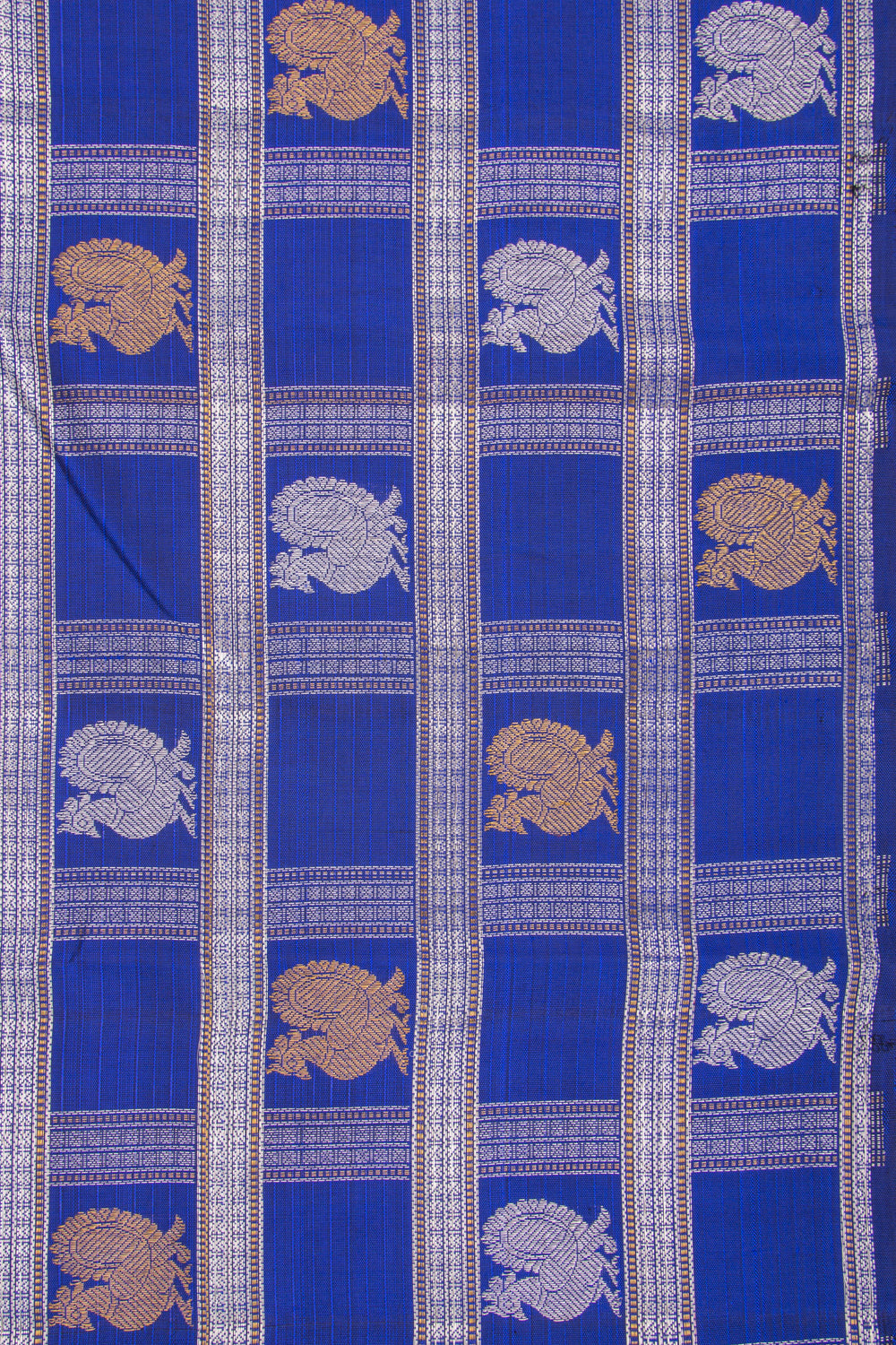 Kanchipuram Silk Checks And Butta Royal Blue Saree