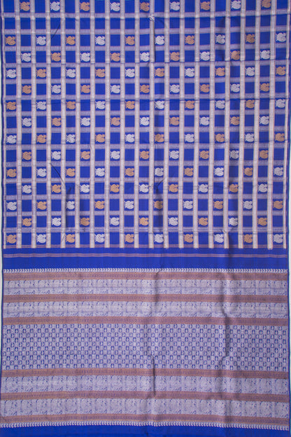 Kanchipuram Silk Checks And Butta Royal Blue Saree