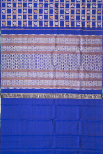 Kanchipuram Silk Checks And Butta Royal Blue Saree
