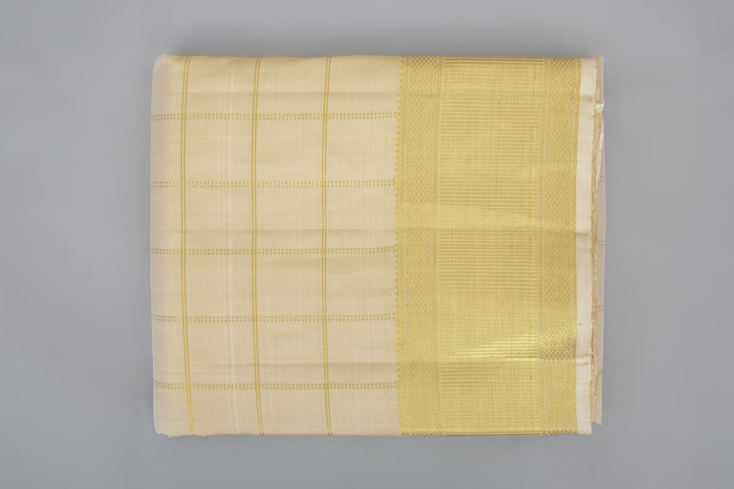 Kanchipuram Silk Checks Cream Dhoti