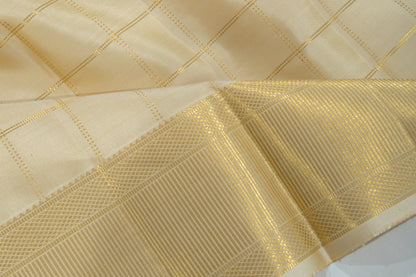 Kanchipuram Silk Checks Cream Dhoti