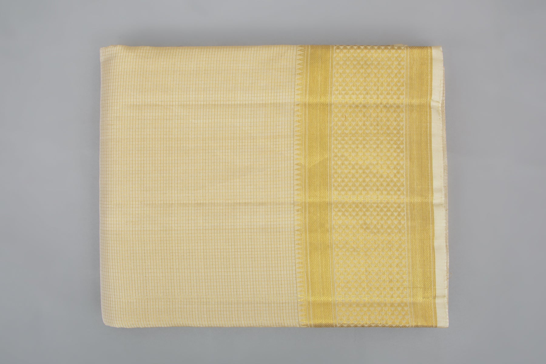 Kanchipuram Silk Checks Cream Dhoti