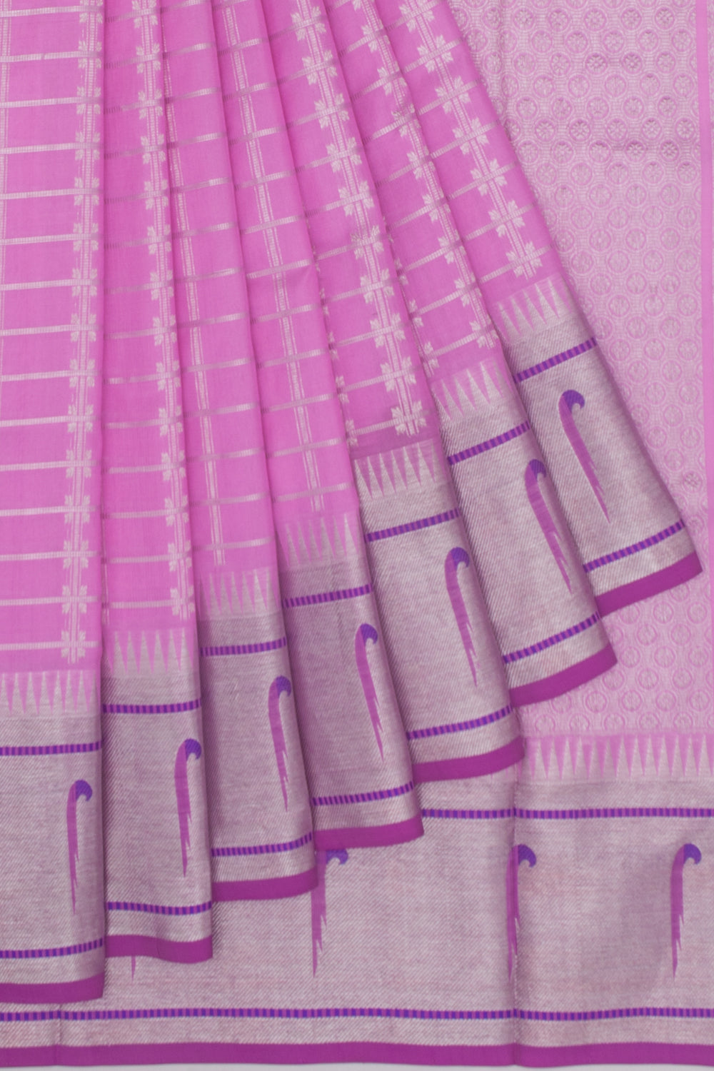Venkatagiri Silk Checks Pink Saree