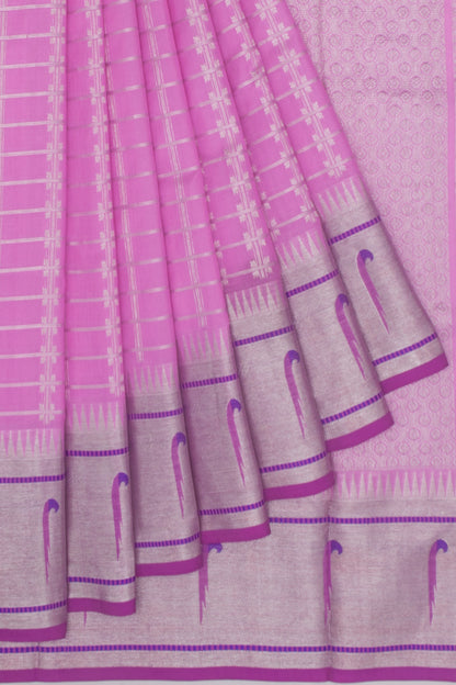 Venkatagiri Silk Checks Pink Saree