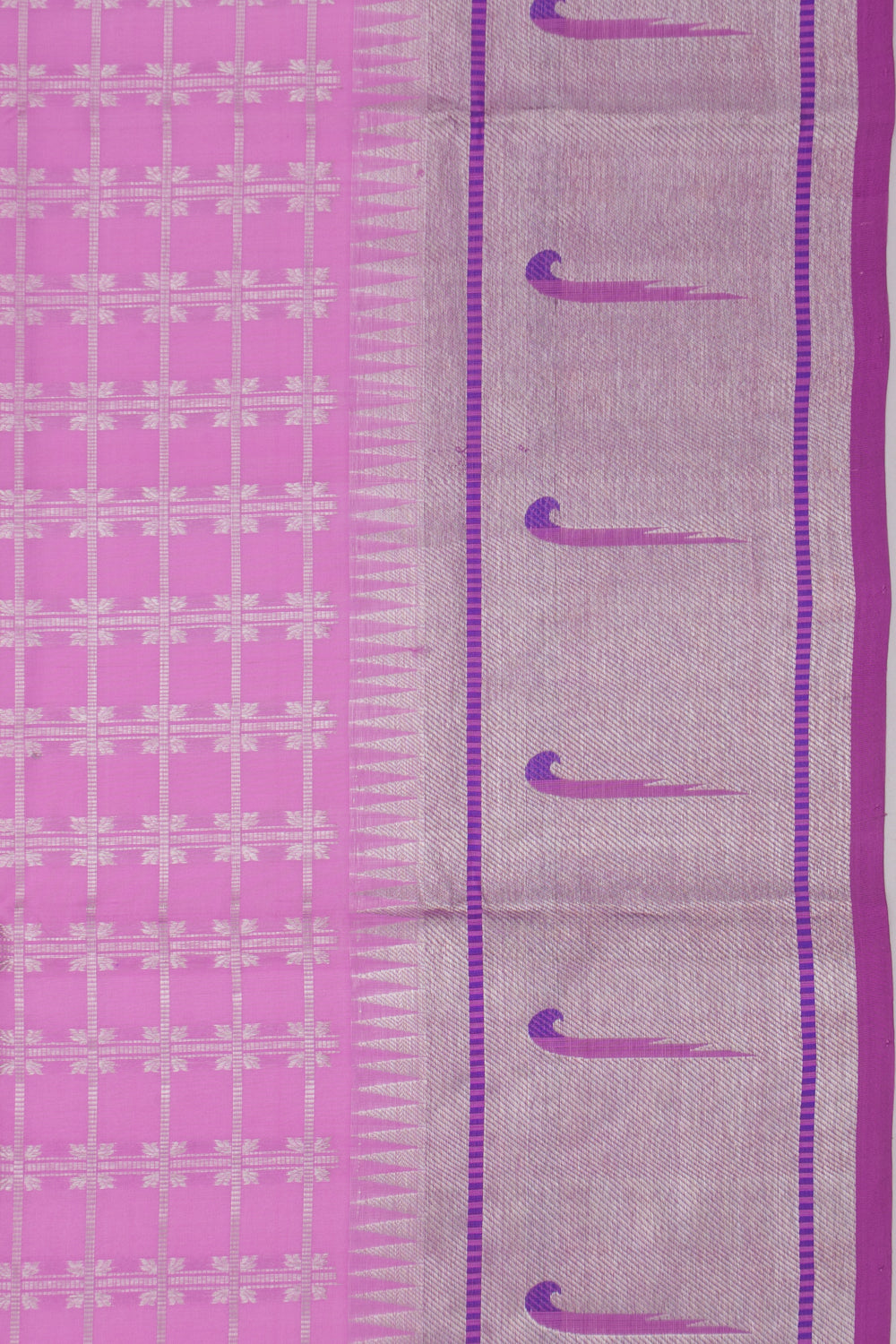 Venkatagiri Silk Checks Pink Saree