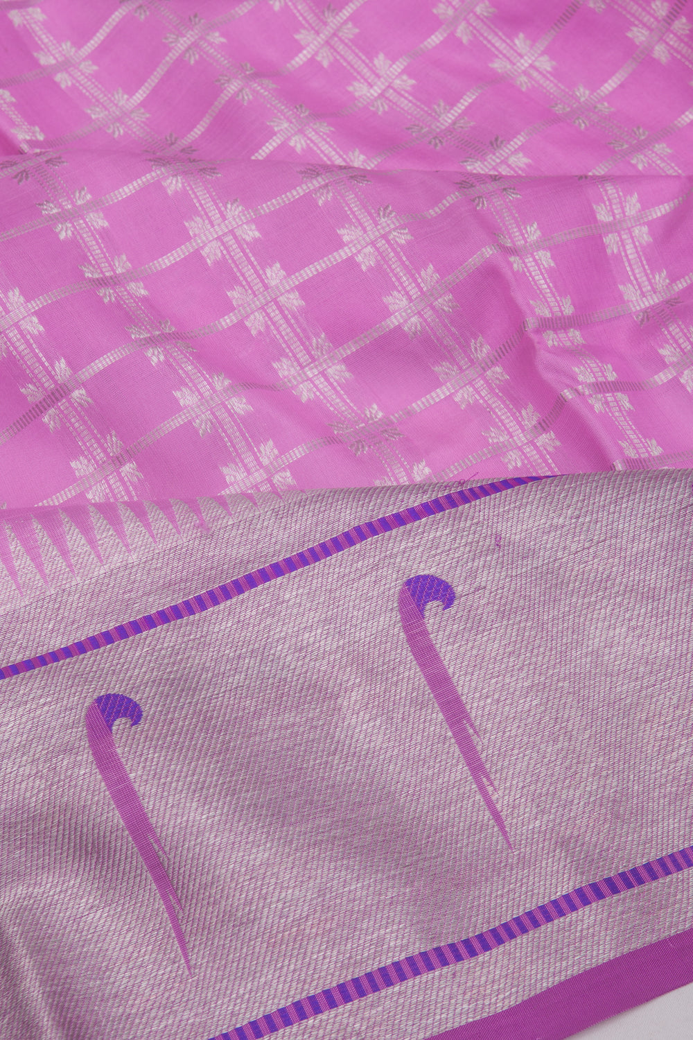Venkatagiri Silk Checks Pink Saree