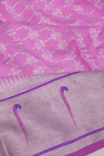 Venkatagiri Silk Checks Pink Saree
