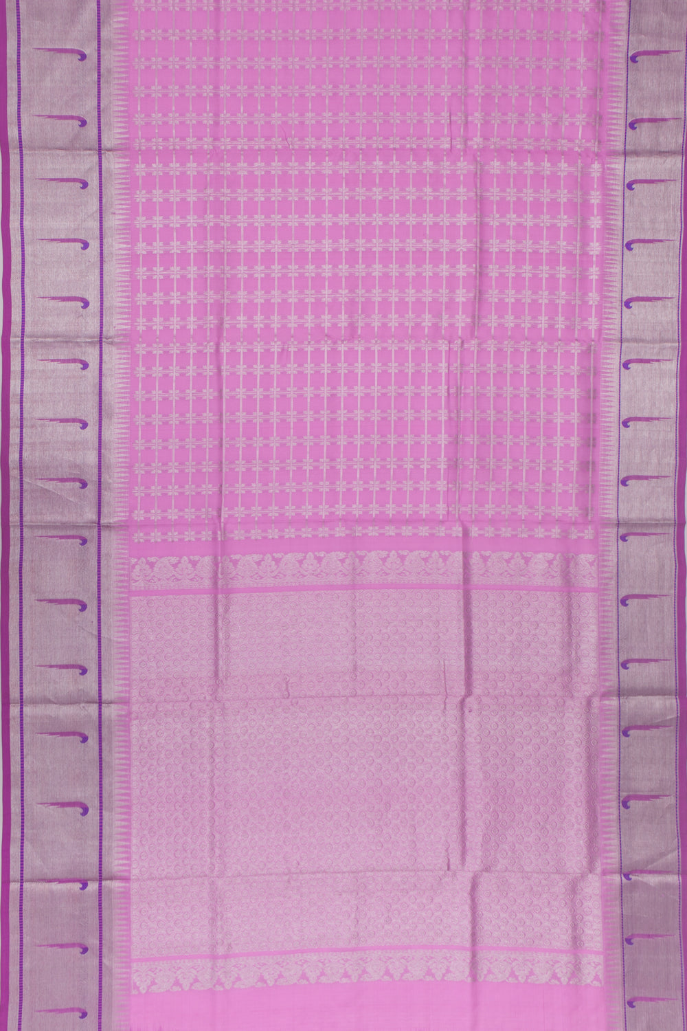Venkatagiri Silk Checks Pink Saree
