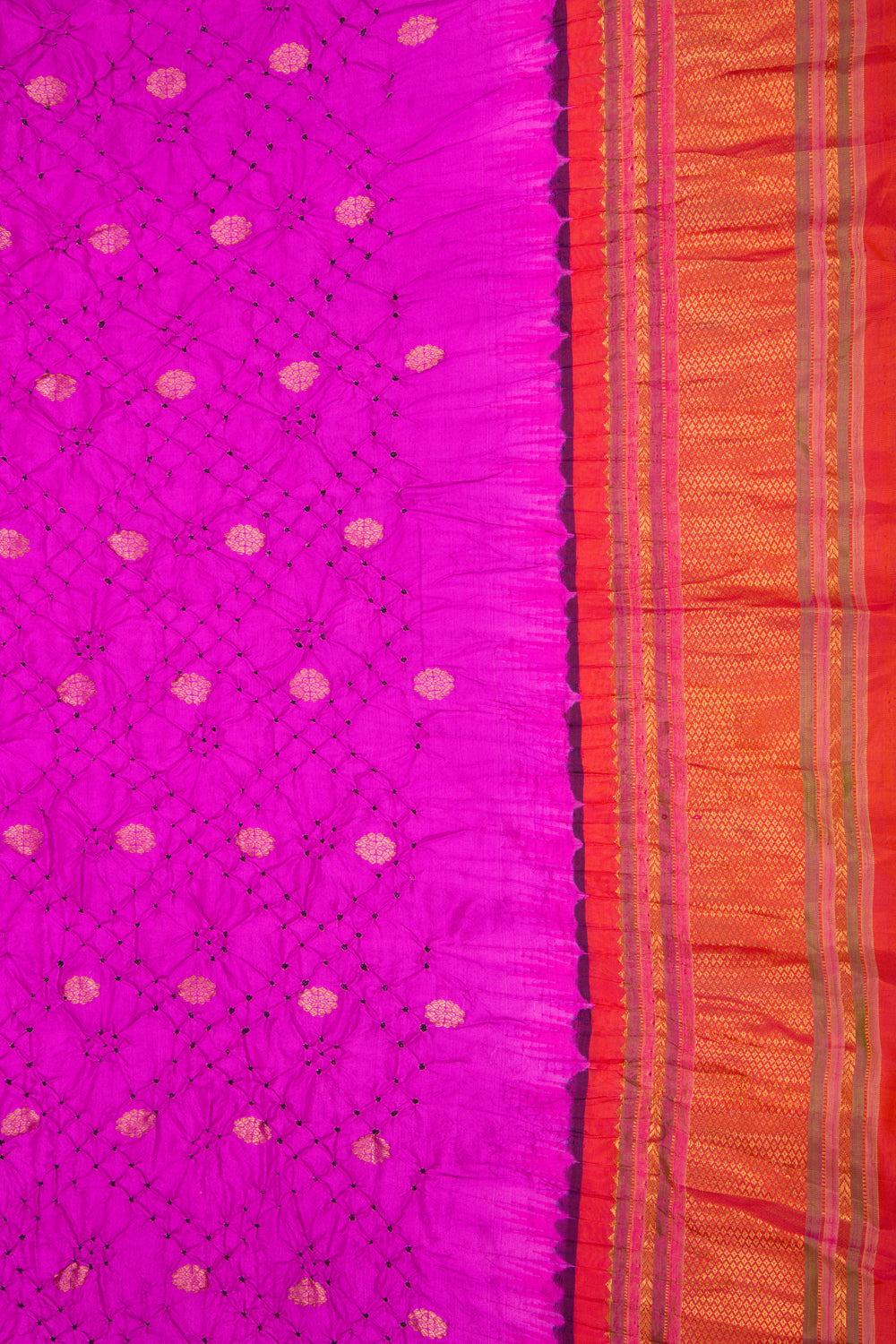 Kanchipuram Silk Bandhani Pink Saree
