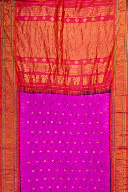 Kanchipuram Silk Bandhani Pink Saree