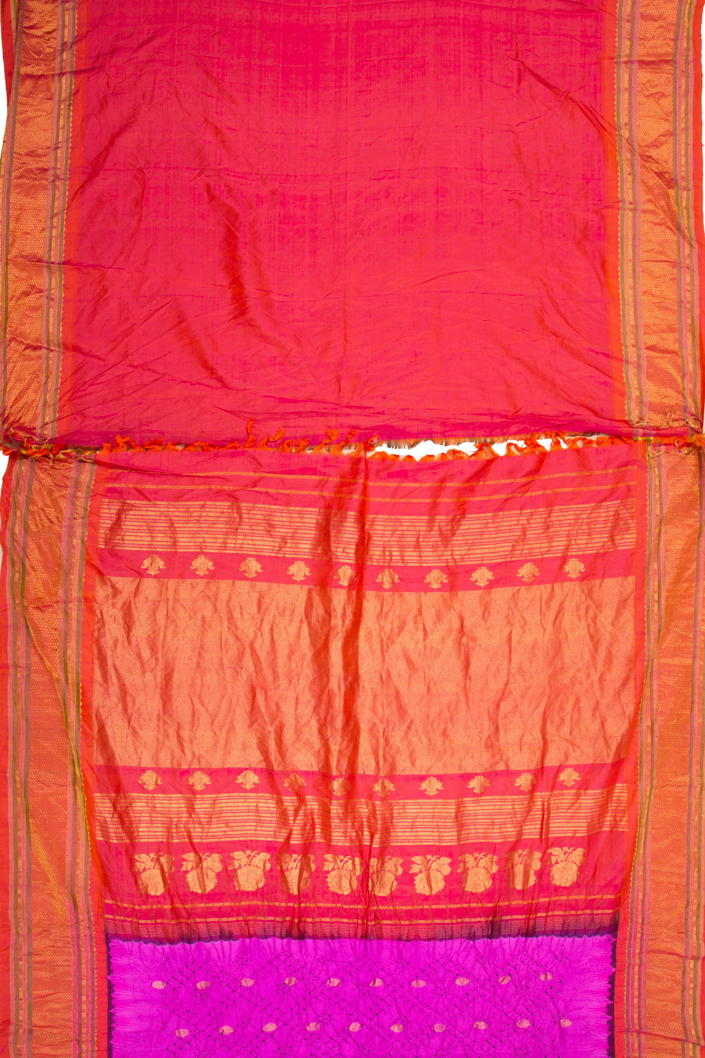 Kanchipuram Silk Bandhani Pink Saree