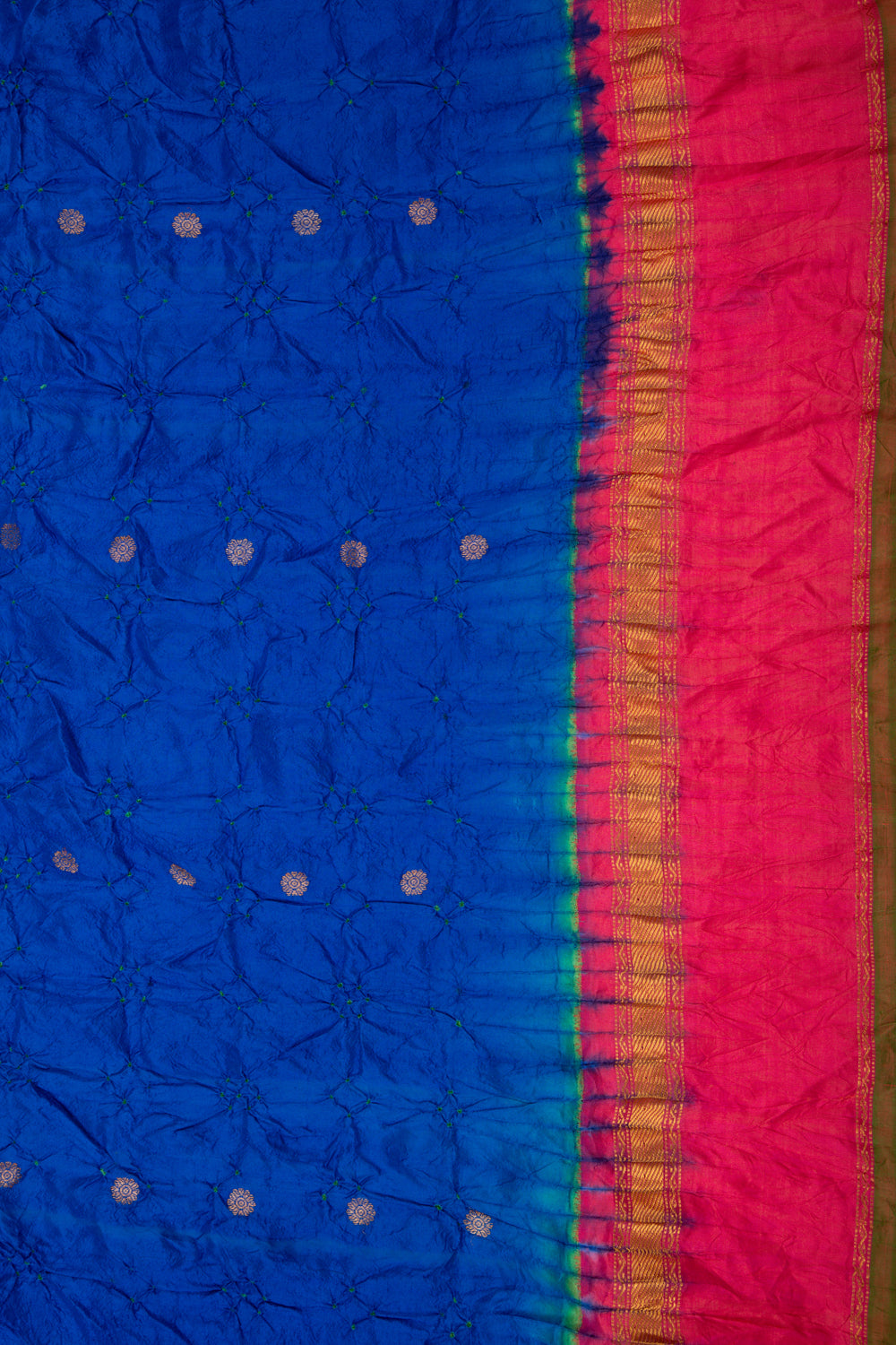 Kanchipuram Silk Bandhani Dark Blue Saree
