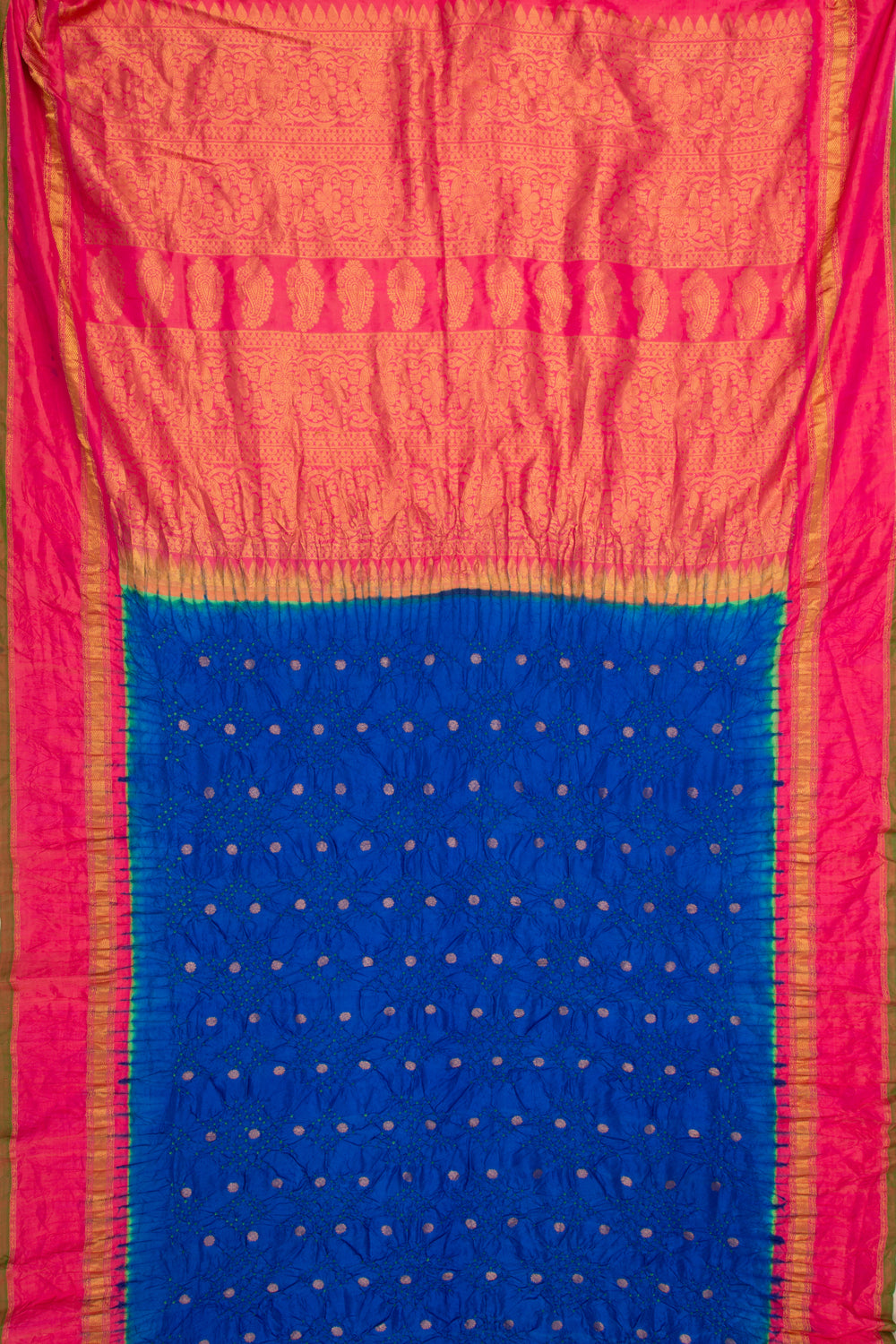 Kanchipuram Silk Bandhani Dark Blue Saree