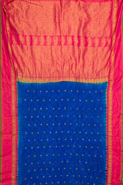 Kanchipuram Silk Bandhani Dark Blue Saree