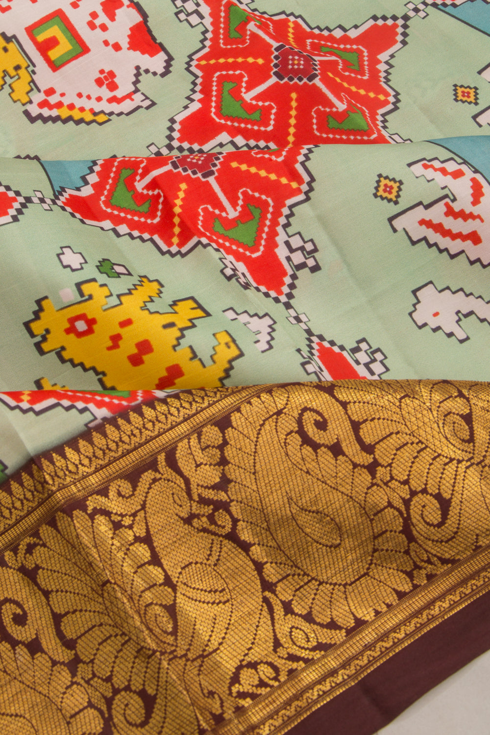 Kanchipuram Silk Printed Mint Green Dupatta