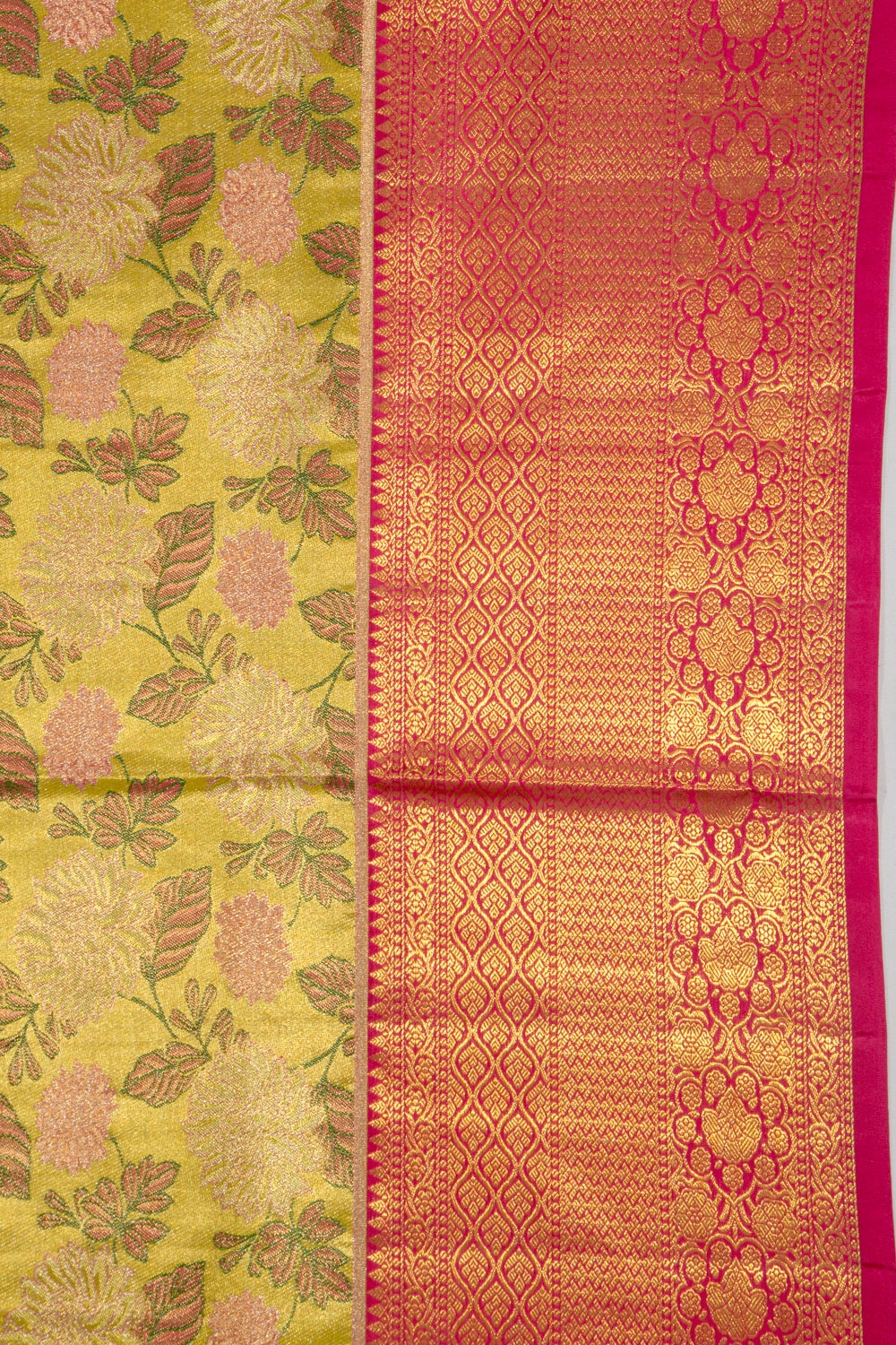Kanchipuram Silk Tissue Jaal Gold Saree