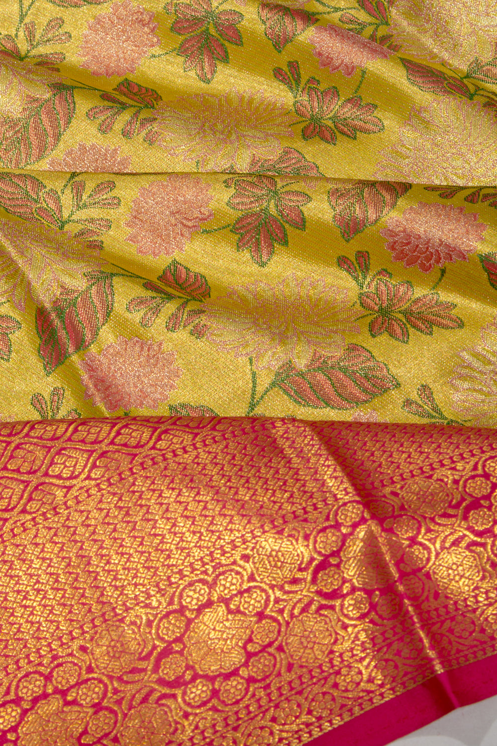Kanchipuram Silk Tissue Jaal Gold Saree