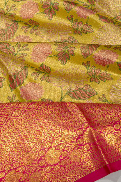 Kanchipuram Silk Tissue Jaal Gold Saree