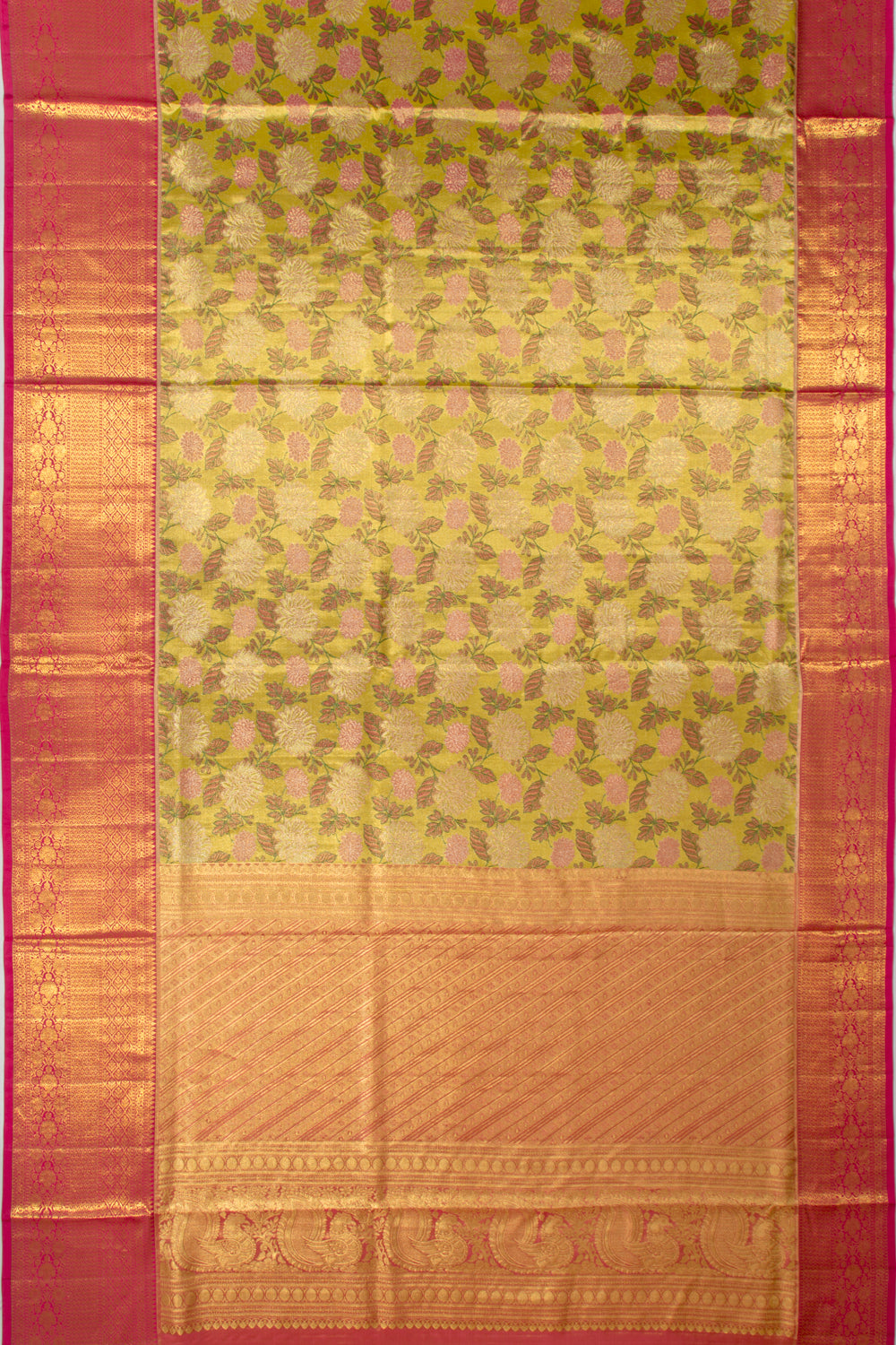 Kanchipuram Silk Tissue Jaal Gold Saree