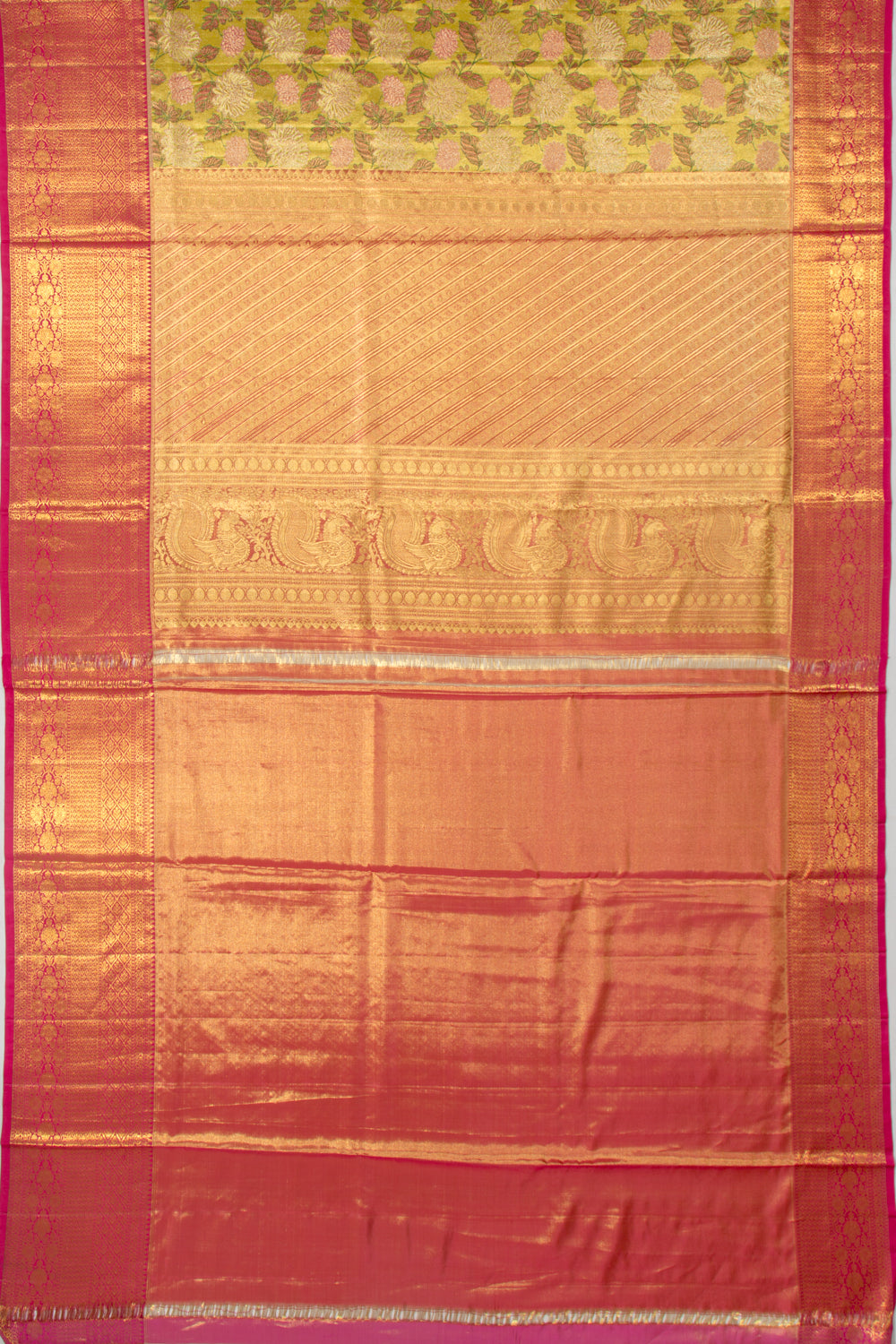 Kanchipuram Silk Tissue Jaal Gold Saree