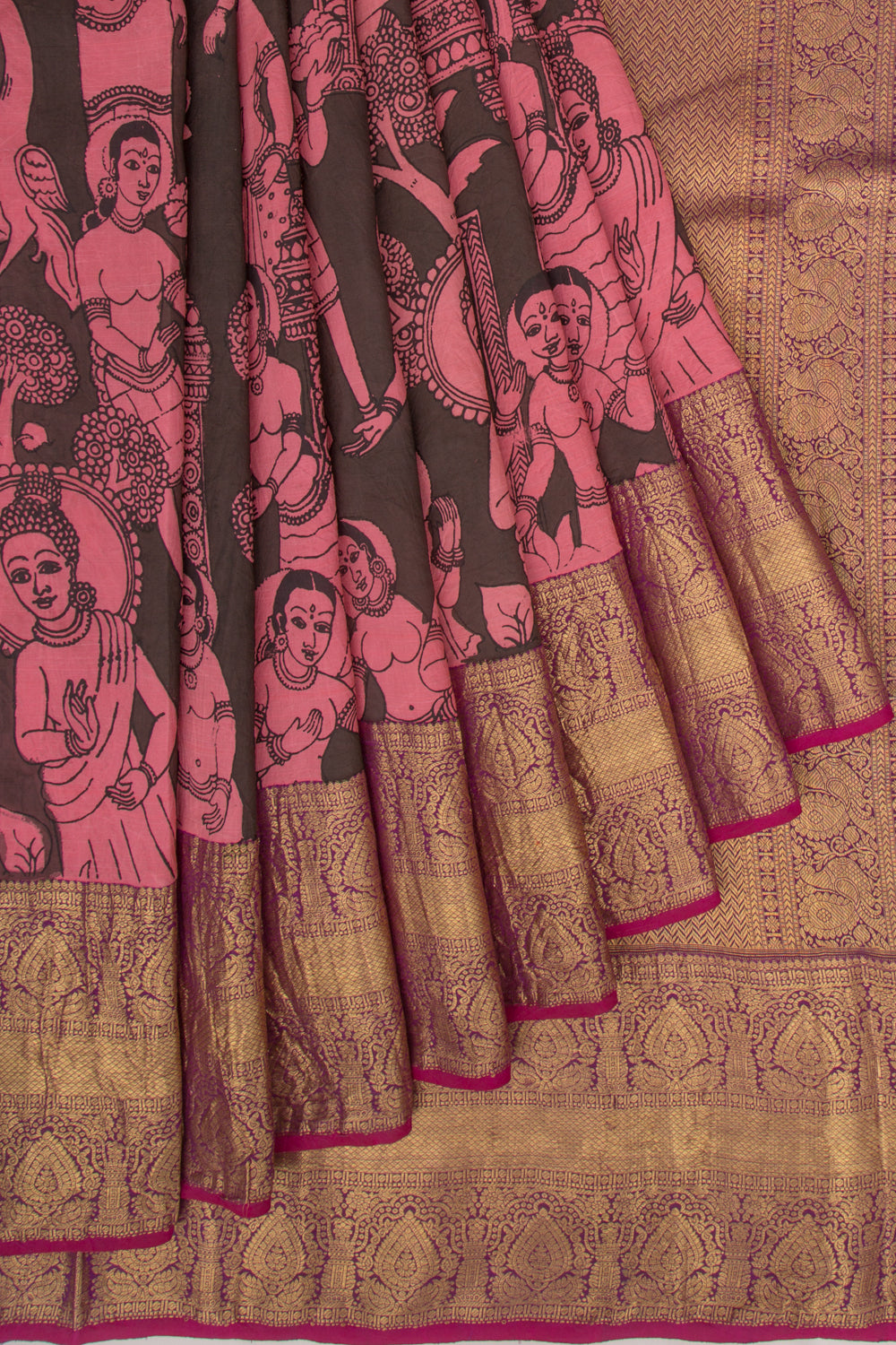 Kanchipuram Silk Kalamkari Black Saree