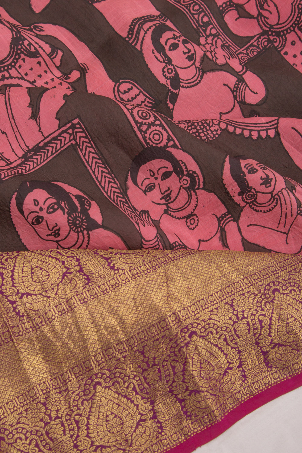 Kanchipuram Silk Kalamkari Black Saree