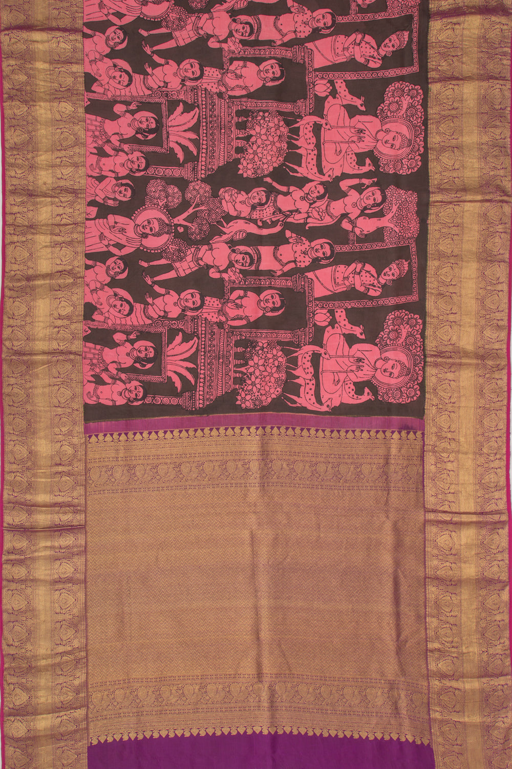 Kanchipuram Silk Kalamkari Black Saree