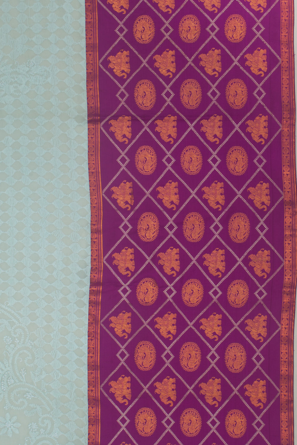 Lucknow Chikankari Georgette Embroidery Pastel Blue Saree With Attached Kanchi Border