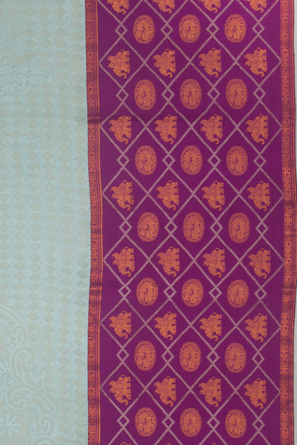 Lucknow Chikankari Georgette Embroidery Pastel Blue Saree With Attached Kanchi Border
