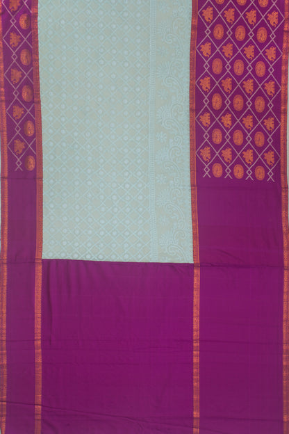 Lucknow Chikankari Georgette Embroidery Pastel Blue Saree With Attached Kanchi Border