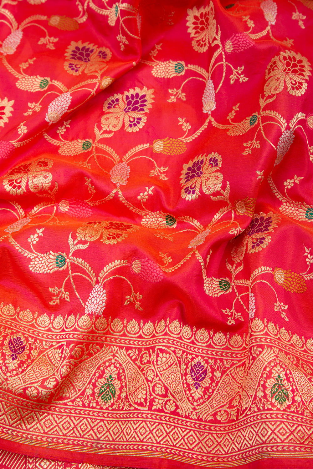 Banarasi Silk Kadwa Jaal Red Saree