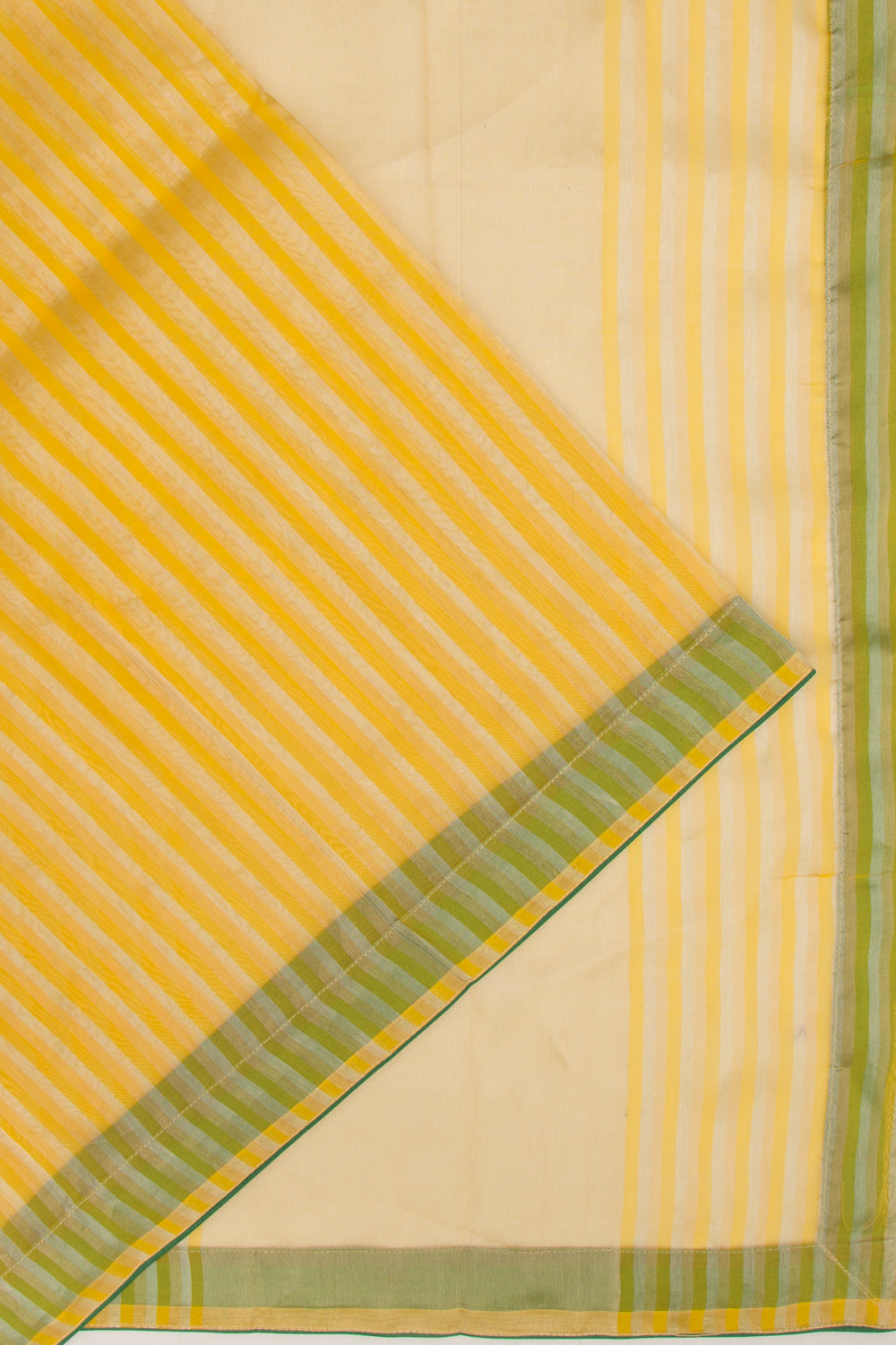 Organza Vertical Lines Yellow Saree