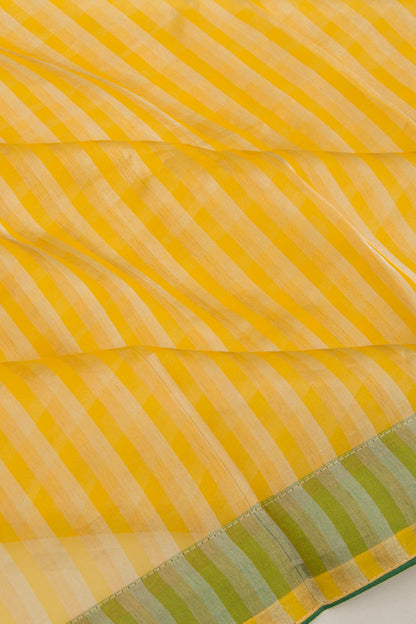 Organza Vertical Lines Yellow Saree