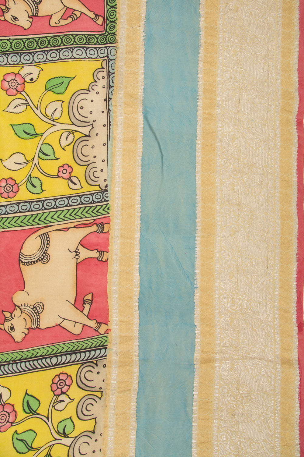 Kanchipuram Silk Kalamkari Multicolour Saree