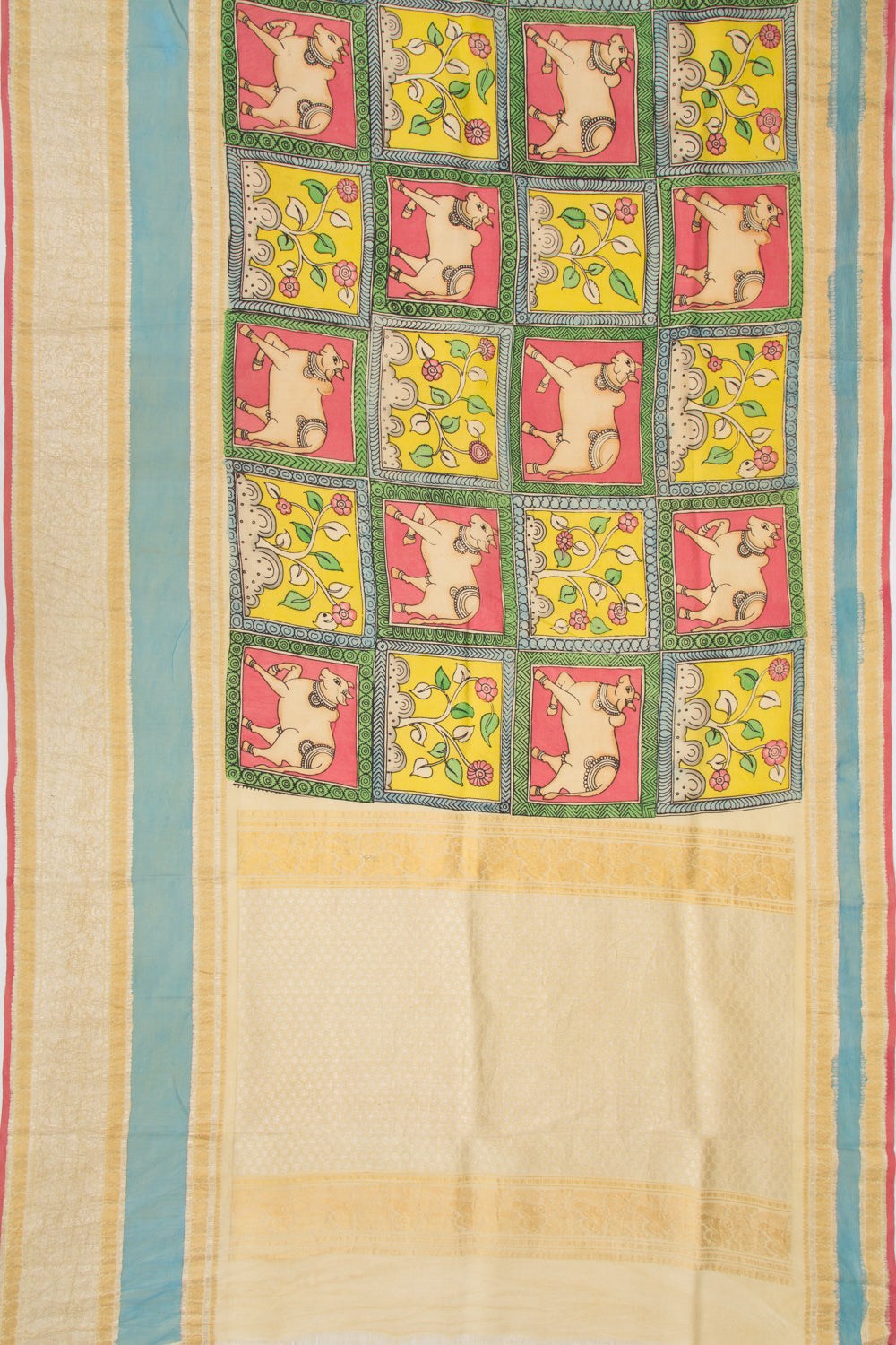 Kanchipuram Silk Kalamkari Multicolour Saree