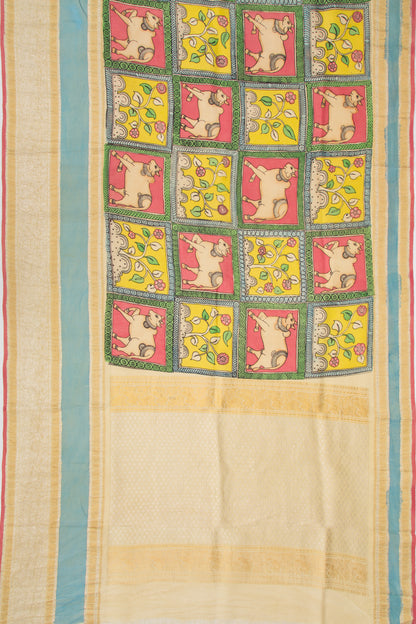 Kanchipuram Silk Kalamkari Multicolour Saree
