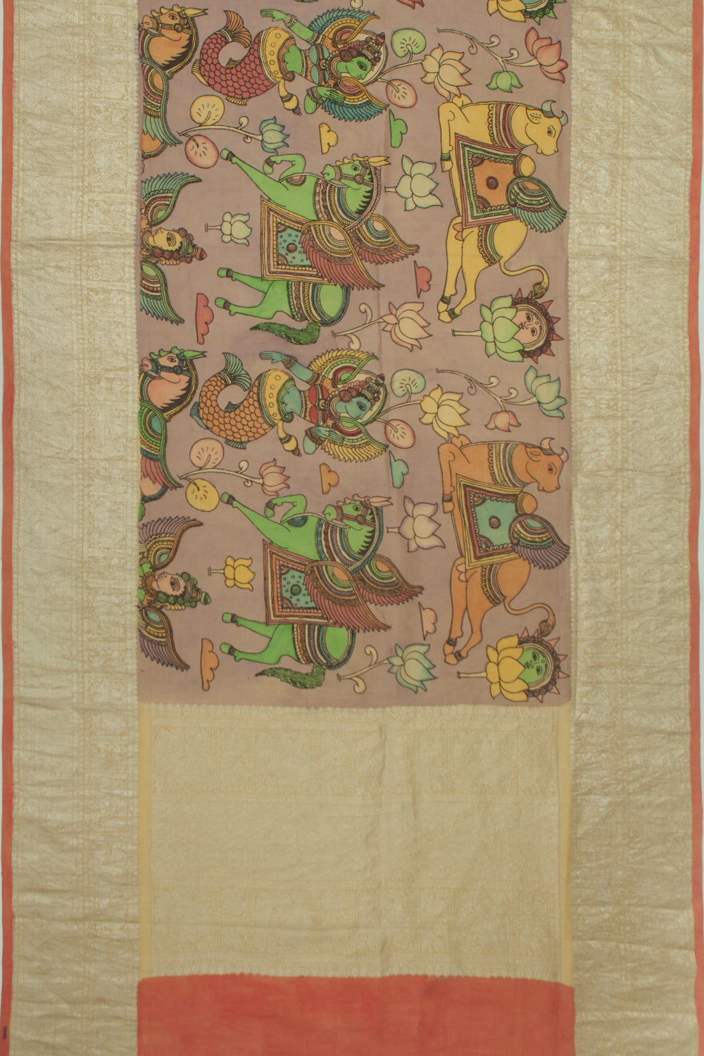 Kanchipuram Silk Kalamkari Snuff Saree