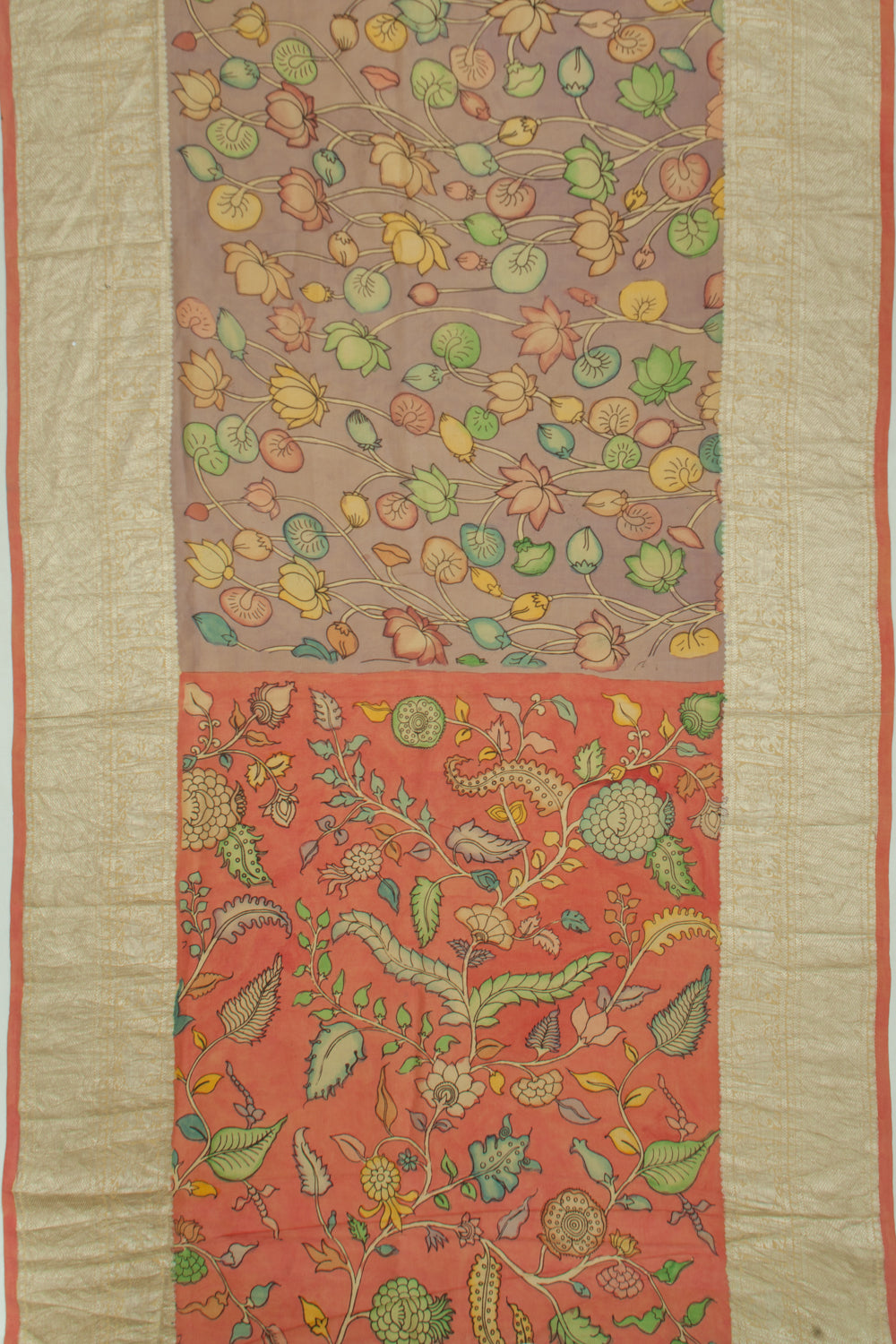 Kanchipuram Silk Kalamkari Snuff Saree