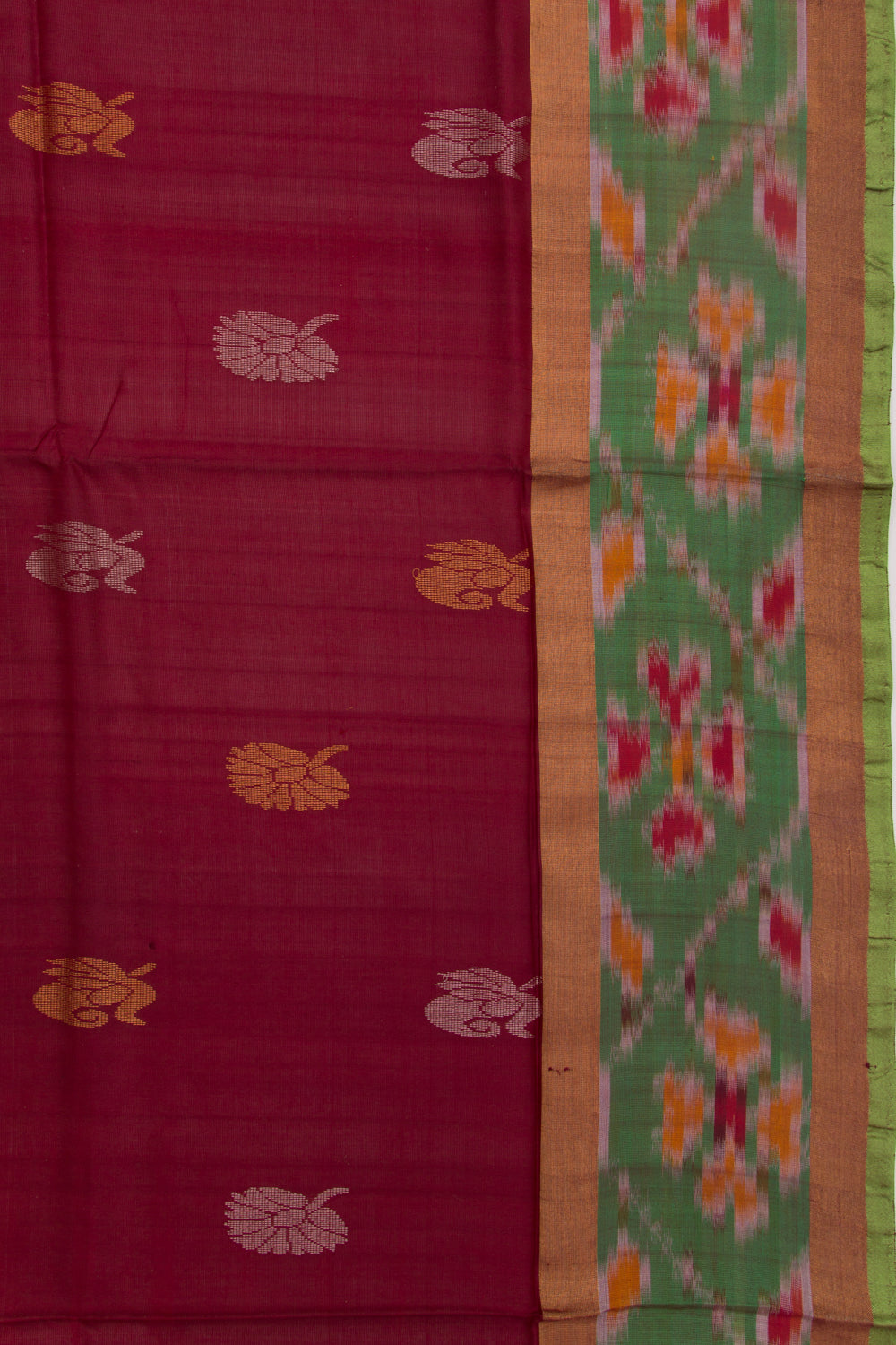 Uppada Silk Butta Brown Saree With Ikat Border