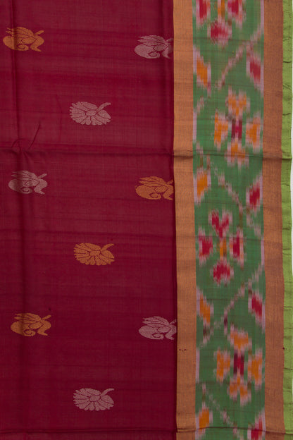 Uppada Silk Butta Brown Saree With Ikat Border